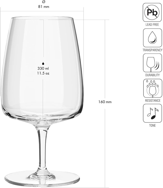 Krosno Water Glasses Set of 4, 11.2 oz, Modern Collection | Stemmed Drinking Glasses, Goblets, Lead-Free Crystal Glassware, Juice Glasses, Water Glass Set, Dishwasher Safe