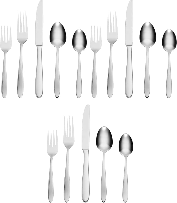 Oneida Silverware Set, Mooncrest Everyday Flatware Set, Service For 4, 18/0 Stainless Steel, Knives Spoons And Forks Sets, Dishwasher Safe, Utensils, Home And Kitchen, Silver 20 Piece (Pack of 3)
