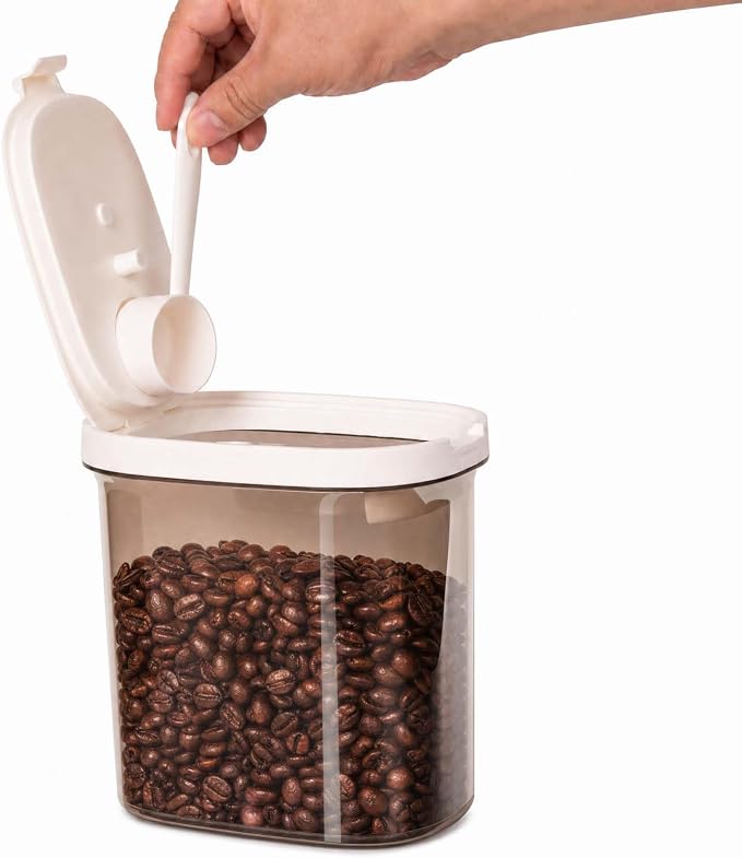 Airtight Coffee Canister 60oz with Magnetic Scoop, BPA Free | For Ground Coffee, Beans, Sugar, Tea, Flour, 1800ml/1.9 Qt, Light Blocking, Stackable, for Kitchen Pantry