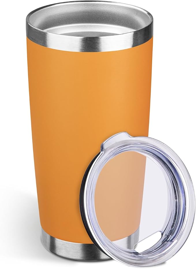 StarSpeed 20oz Stainless Steel Travel Coffee Tumbler,Orange | Travel Coffee Mug,Spill-proof Lid,Double Wall,BPA-free Travel Cups,Insulated Cup Fits Car Cupholders