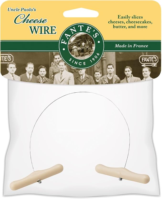 Fantes Cheese Wire Cheese Slicer, Stainless Steel, 12-Inches Long, The Italian Market Original since 1906