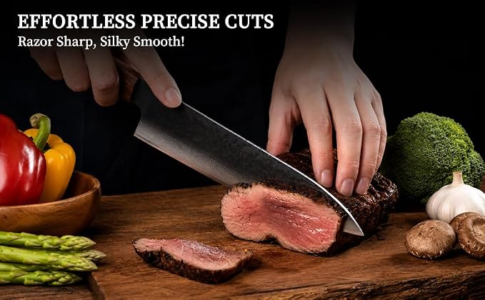Japanese Chef Kitchen Knife, 8 Inch Black Gyuto, Hand Forged 67 Layers Damascus Steel VG10 Core, Ultra Sharp, Rosewood & Ebony Handle, Leather Sheath,A Thoughtful Father Day Gifts for Men