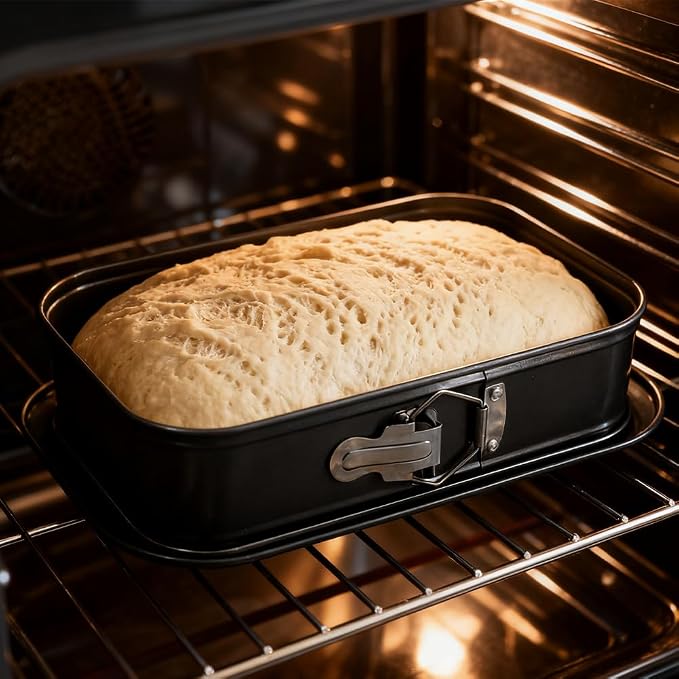 11.61×7.48 Inch Non-Stick Rectangle Springform Cake Pan Removable Bottom | Black Bakeware Tray Perfect for Cheesecake, Ice Cream Cakes and Homemade Baking