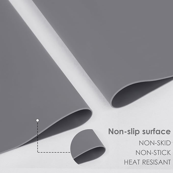 Extra Large Silicone Mats for Kitchen Counter, 27.6'' x16'' Silicone Placemats for Kids, Nonstick Nonskid Silicone Mat for Baking Crafts, Waterproof Heat Resistant Mat Coffee Mat, Dark Gray, 1Pcs