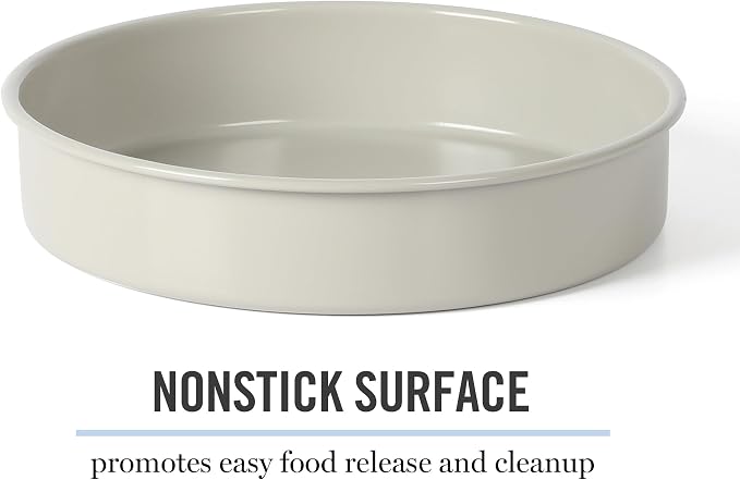 Martha Stewart Gallen 8 Inch Round Nonstick Carbon Steel Cake and Bake Pan – Cool Grey, Durable Bakeware for Even Baking and Easy Release