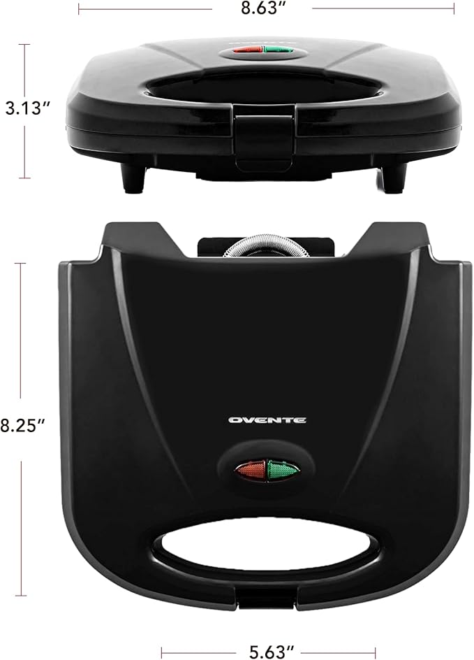 OVENTE Electric Panini Press Grill, 750W Nonstick Plates, Copper GP0110CO | LED Indicator Lights, Thermostat Control, Compact Sandwich Maker Perfect for Cooking Breakfast, Steaks, Eggs Snacks & More