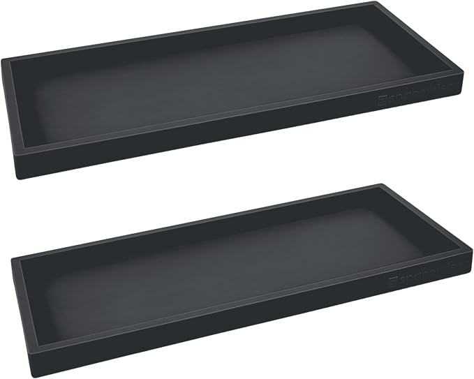 Silicone Countertop & Vanity Bathroom Tray – 2 PC 11.7" | Bathroom Tray Set, Bathroom Tray Countertop, Bathroom Counter Tray, Dish Soap Kitchen Tray & Bathroom Organizer Countertop