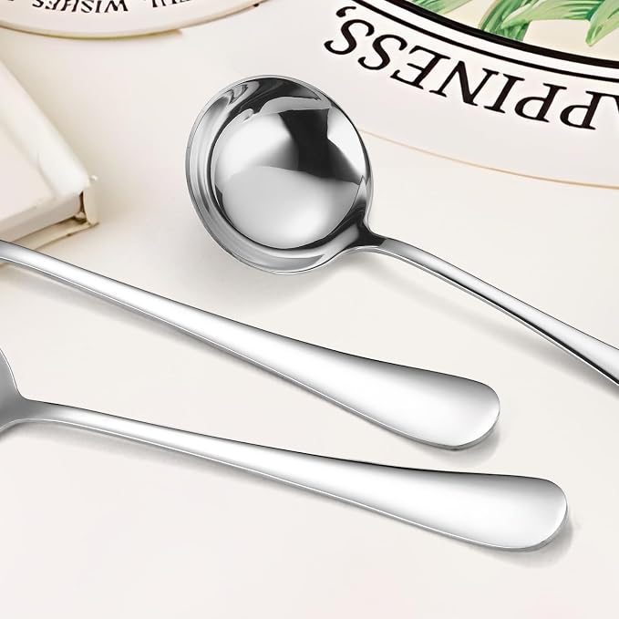 Serving Utensil Set 11-Piece Stainless Steel Modern Flatware Server All Metal Kitchen Cooking Tools Solid Spoon Slotted Ladle Skimmer Pasta Server Cake Knife Cutter Spatula Turner