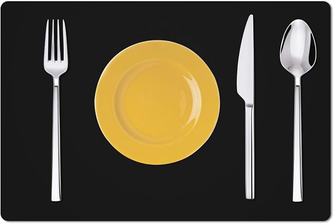 Silicone Placemats, Food-Grade Non-Slip Waterproof, Dining, Stain Resistant, Countertop Protector, Kitchen Counter Mat, Heat Resistant, Baking mat Dishwasher Safe (23.6"×15.7"-1pack, Black)