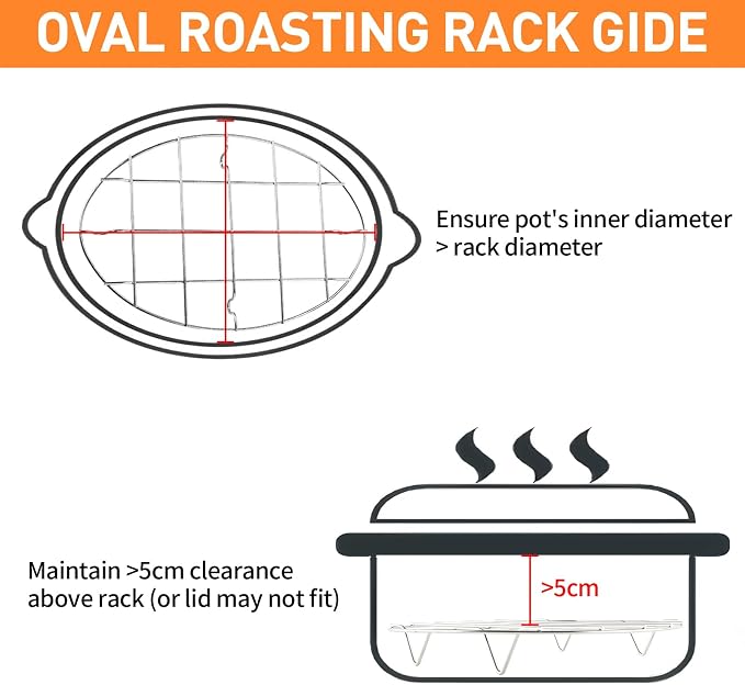 Turkey Roasting Cooling Racks Wire Broiling Rack Roasting Rack | for Oven Stainless Steel Oval Steamer Rack Baking Canning Rack