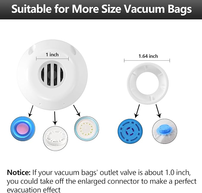 Electric Vacuum Pump for Clothing Vacuum Storage & Seal Bags, White | Portable Vacpack Air Pump for Compression Clothing Blanket Luggage(Storage Bag Not Included)