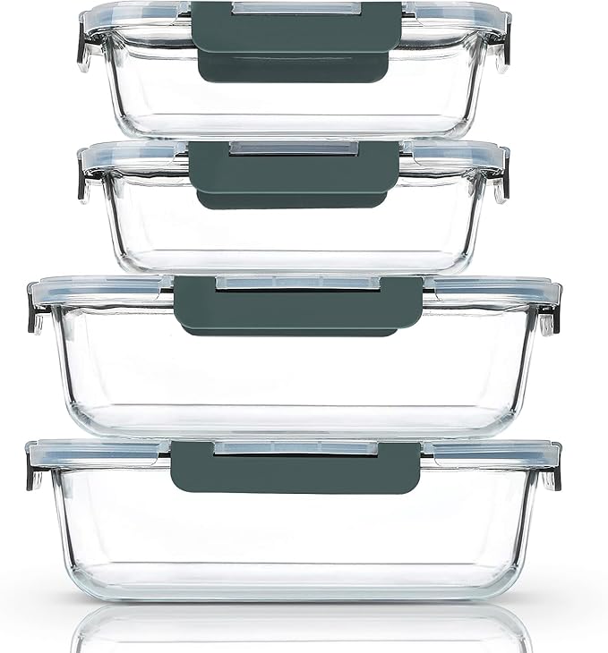 M MCIRCO 80 oz & 36 oz Extra Large Glass Food Storage Containers with Lids | Meal Prep Containers, 2 Pack 80 oz(10 cup) &2 Pack 36 oz (4.5 cup) Baking Containers, Microwave, Oven, Freezer, Dishwasher