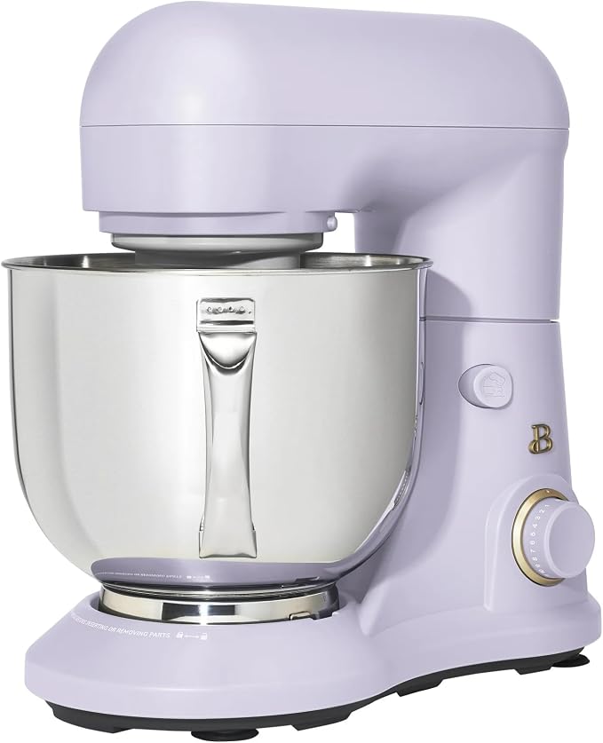 5.3 Qt Stand Mixer, 300W Electric Kitchen Mixer with 12 Speeds, Tilt Head Design, Stainless Steel Bowl, Dough Hook Whisk Beater Splash Guard (Lavender)