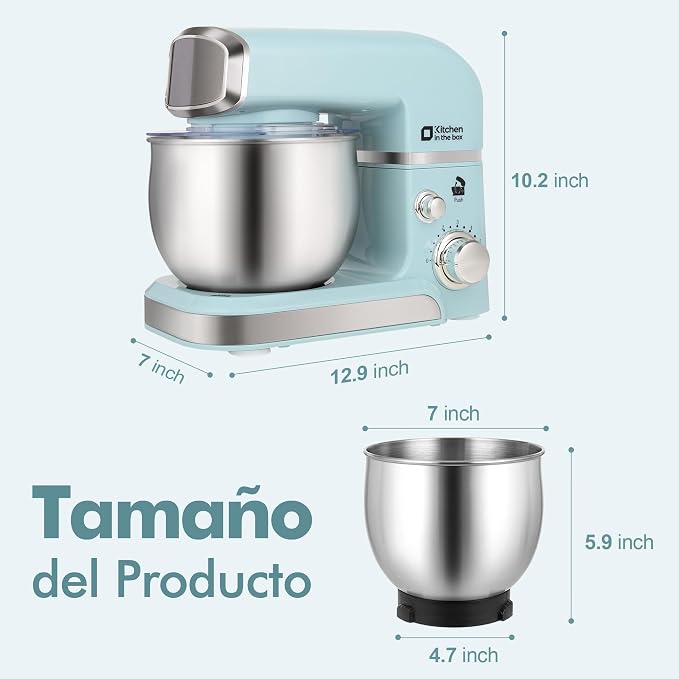 Kitchen in the box Stand Mixer,3.2Qt Small Electric Food Mixer,6 Speeds Portable Lightweight Kitchen Mixer for Daily Use with Egg Whisk,Dough Hook,Flat Beater