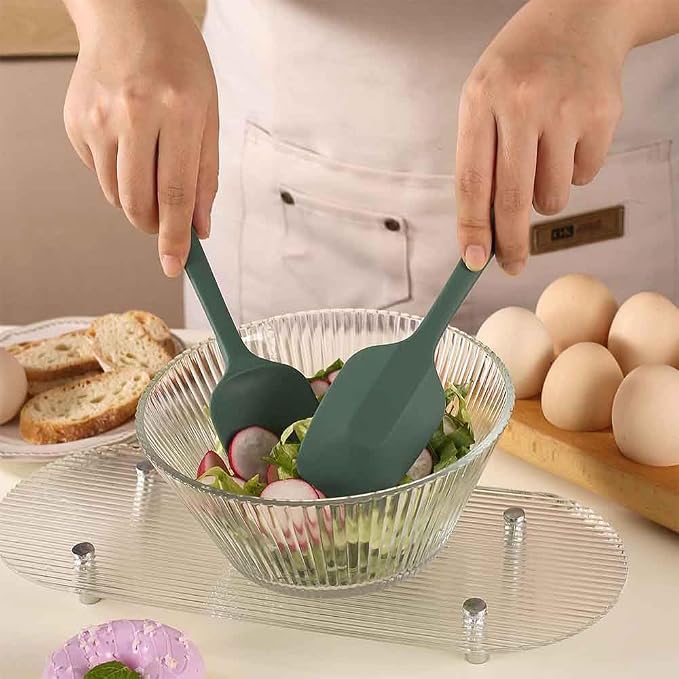 Silicone Spatula Set of 5-600°F Heat Resistant Kitchen Scraper Spatulas, Strong Steel Core and One-Pieces Seamless Design, Great for Cooking Mixing & Baking - BPA Free & Dishwasher Safe (green)