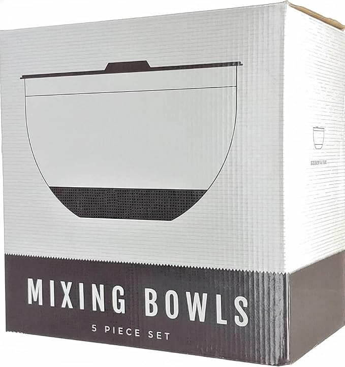 Stainless Steel Mixing Bowls with Lids and Non Slip Bases (Set of 5, Red)