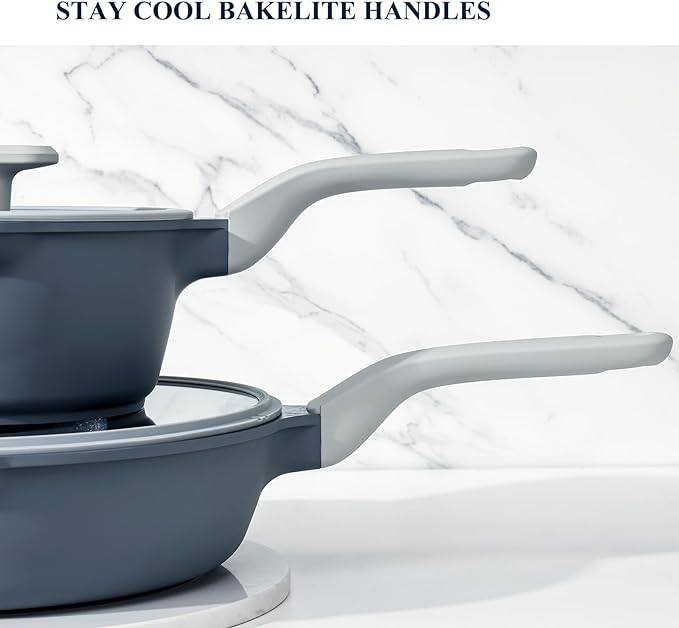 PRICUSIS Nonstick Saucepan Set with Lids, 2QT and 2.7QT Ceramic Sauce Pan Set, Non Toxic Sauce Pots with Pour Spouts for Multipurpose Use, PTFE, PFOA & PFAS Free, Induction Compatible.