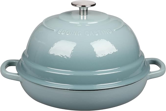 EDGING CASTING Enameled Cast Iron Dutch Oven Pot with Lid, Round Bread Oven for Homemade Sourdough Bread Baking, 6 Quart, Seasalt