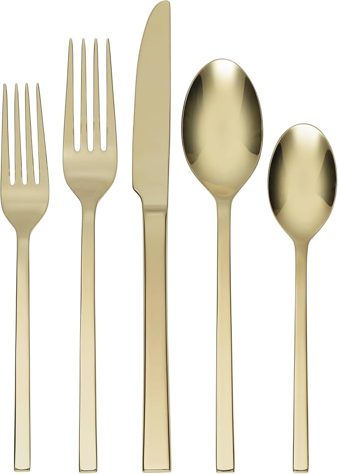 Oneida Allay Champagne 20-Piece 18/0 Silverware Set for 4, Flatware | champagne, dishwasher safe | includes knives, forks, and spoons | heavy duty, cutlery set, utensil set