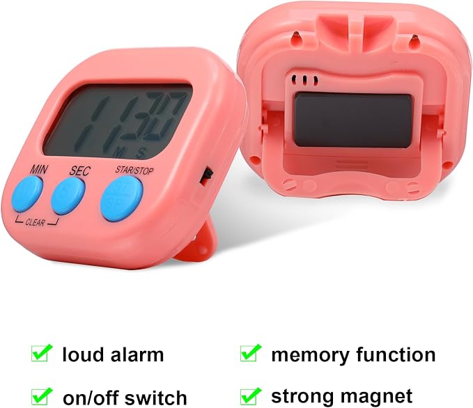 Weewooday 12 Pcs Digital Kitchen Magnetic Timer Bulk Classroom Count up Countdown Egg Timer Cute Desk Stopwatch for Back to School Teacher Kids Cooking Office(Multicolor,Vibrant Style)