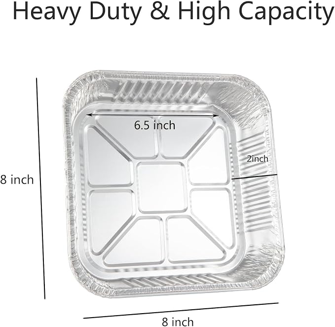 20 Pack Disposable Aluminum Pans with Clear Lids, 8x8 Foil Baking Pan | Heavy Duty Aluminum Foil Pans with lids, Disposable Cake Pans Containers for Baking, Cooking, Heating