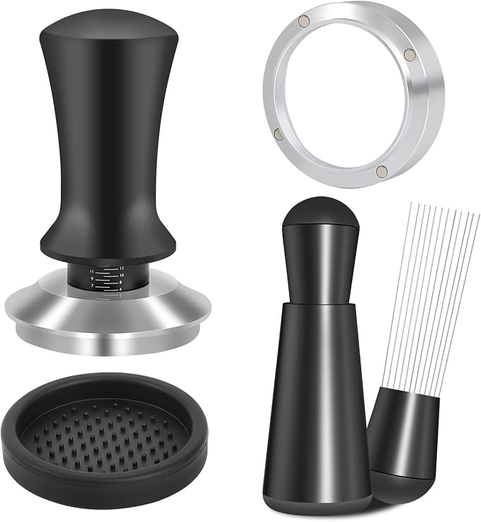 Reoszeank 58mm Espresso Accessories Kit, Tamper, WDT, Dosing Funnel | Spring Loaded Calibrated Tamper, Espresso Distribution Tool, fits 58 mm Espresso Machines and Portafilters