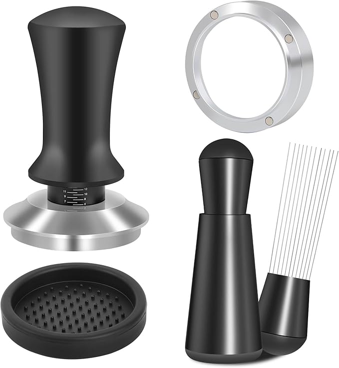 Reoszeank 54mm Espresso Accessories Kit, Tamper, WDT, Dosing Funnel | Spring Loaded Calibrated Tamper, Espresso Distribution Tool, fits Breville 54 mm Espresso Machines and Portafilters