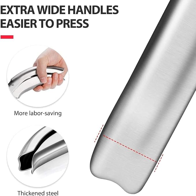 No Peeling Required Garlic Press Stainless Steel with Detachable Handle for Fine Mincing - Premium Garlic Mincer Tool, Rust-Proof, Easy to Clean, Dishwasher Safe Garlic Crusher with 5-Year Warranty