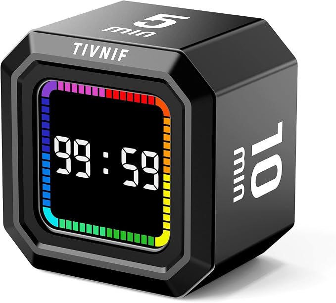 Kitchen Timer Visual Timer for Kids Color Display Gravity Sensor Cube | Digital Pomodoro Timer with Loud Alarm, Magnetic Back, Easy Use for Cooking, Classroom, Study & Productivity