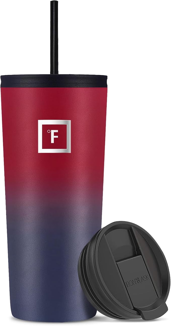IRON °FLASK 24 oz Classic Insulated Tumbler | Vacuum Insulated Stainless Steel Tumbler with Solid Lid - Double Walled Travel Cup, Sweat Free, BPA Free (Dark Rainbow)