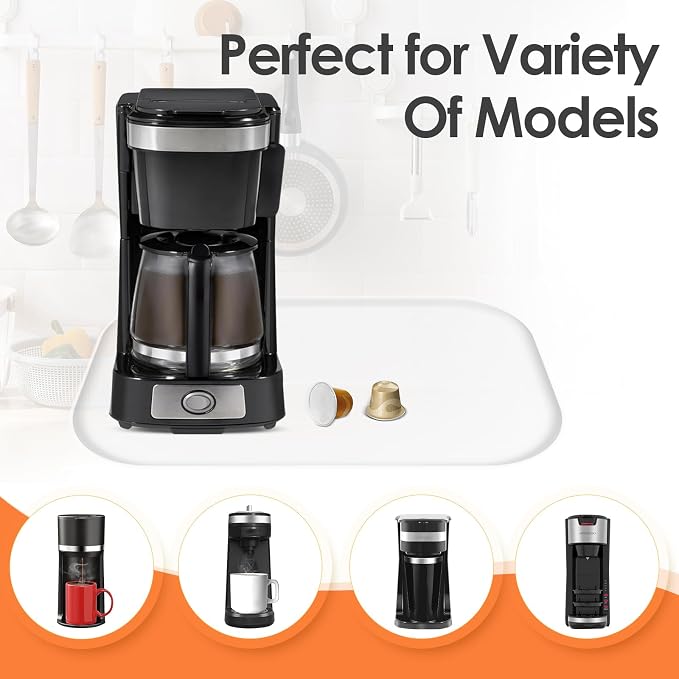 Silicone Coffee Maker Mat with Lip for Countertops 17.4''x10.6''Translucent | Multi leak-proof coffee tray for countertop, non-slip silicone mat fits most coffee makers & espresso machines, wipe-clean