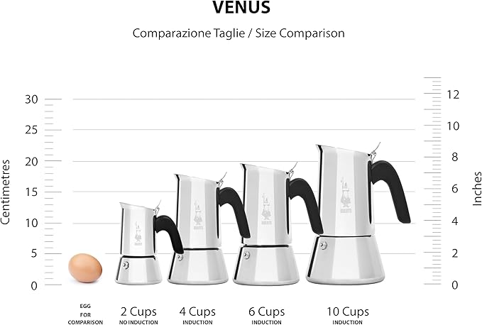 Bialetti - New Venus Induction, Stovetop Coffee Maker, Suitable for all Types of Hobs, Stainless Steel, 4 Cups (5.7 Oz), Silver