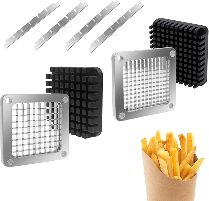 2Pcs 1/4''&3/8''Commercial Vegetable Replacement Chopper Blade | Replacement Chopper Dicer Stainless Steel Blade and Pusher Block for Fruit Cutting Machine Tomato onion French Fries Cutter