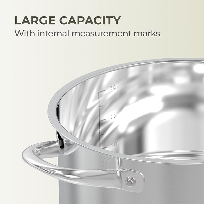SUNHOUSE 12 Quart Stock Pot with Lid, Stainless Steel Large Pot for Cooking | Big Pots for Pasta, Soup - Stockpot for Canning, Seafood Boil with Impact Bonded Base - Oven Safe & Induction Compatible