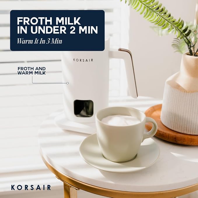KORSAIR Electric Milk Frother 4-in-1 for Hot & Cold Foam | Automatic Milk Steamer & Warmer Machine for Latte, Cappuccino, Coffee | Quiet, Large Capacity, Easy Clean