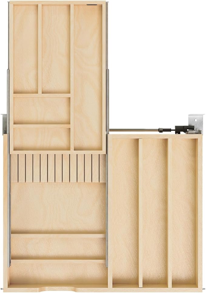 Rev-A-Shelf Maple Two-Tier Combination Replacement Drawer System w/BLUM Soft-Close for Face Frame Base Kitchen Cabinets, Kitchen Drawer Organizer, Min Opening Width of 27", 4WTCD-30HSC-1