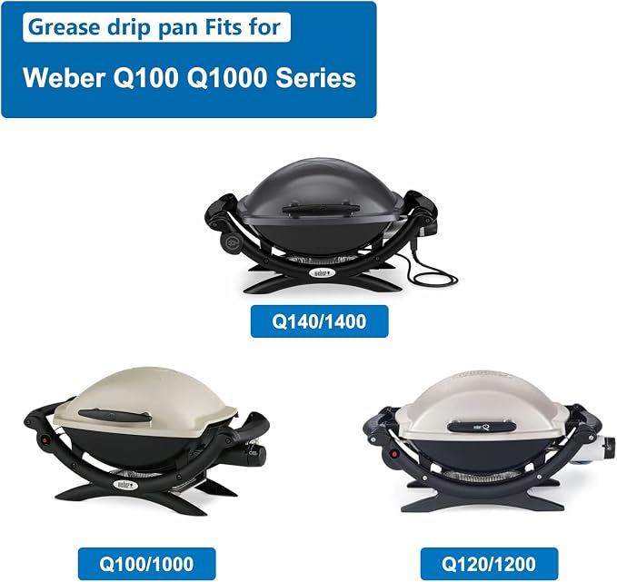 Uniflasy 80346 Catch Pan for Weber Q1200 Q1000 Grill Grease Drip Pan | Includes Grease Tray and 15-pack aluminum liners; fits Weber Q100 Q120 Q140 Q1400 grills, replaces 41887 6415