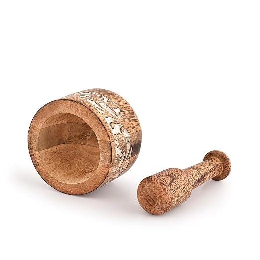 Mortal & Pestle Mango Wood Natural Wooden Mortar & Pestle Mixing Grinder Set Pill Crusher Kitchen Utensils Housewarming Gift