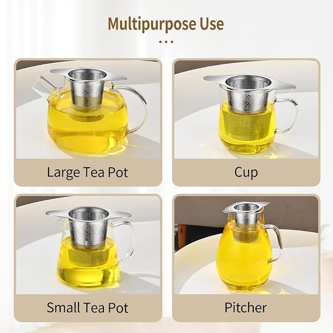 2Pack Stainless Steel Tea Strainers for Loose Tea Infuser, BOMANSI BOMS Extra-Fine Mesh Tea Infuser for Loose Leaf Tea, Tea Holder Loose Leaf Tea Steeper, Tea Diffuser for Rooibos, Black Tea, Herbal