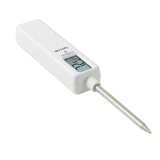 Taylor Mighty Mini Digital Meat Thermometer, Instant Read Food Thermometer for Cooking & Grilling, -40°F to 450°F Range, Compact Pocket Size with On/Off Switch, White