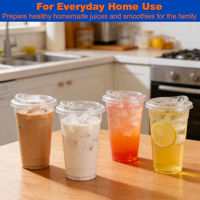100 Pack 16 oz Clear Plastic Cups with Sip Lids for Iced Coffee Cold Drink | Disposable, To Go, Crystal, BPA-Free, Smoothie, Dirty Soda, Lemonade, Bar Accessories, Strawless, Leak Proof, Party, Bulk