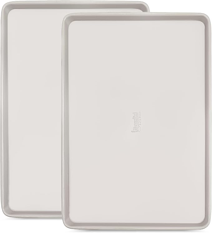 Nonstick Ceramic Baking Sheet/Cookie Sheet - Set of 2, Durable and Easy to Clean Baking Pans for Kitchen - Dishwasher and Freezer Safe, PFAS-Free (Half Sheet Pan)