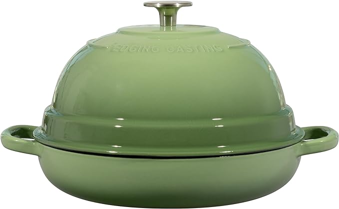 EDGING CASTING Enameled Cast Iron Dutch Oven Pot with Lid, Round Bread Oven for Homemade Sourdough Bread Baking, 6 Quart, Pistachio Green