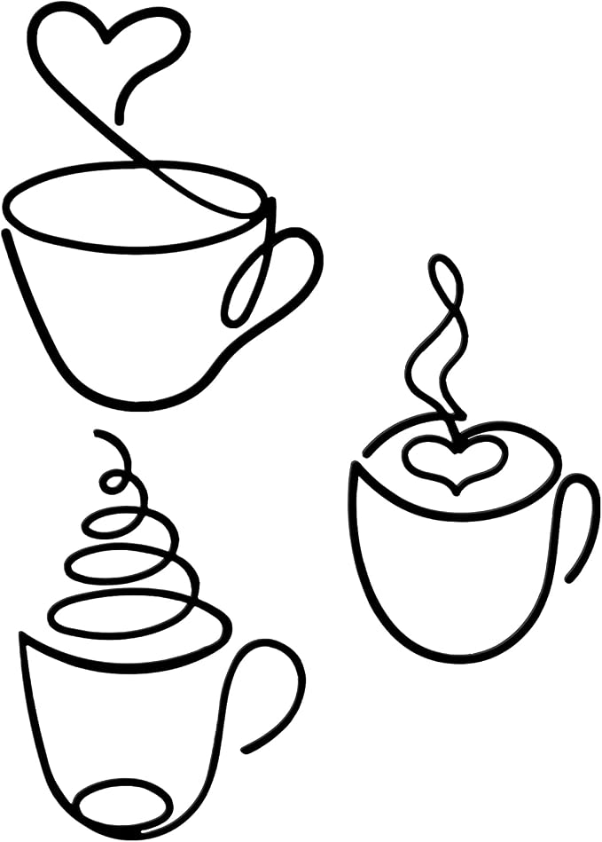 Ferraycle 3 Pieces Coffee Cup Metal Wall Art Wire Coffee Bar Hanging Decor Cafe Themed Vintage Rustic Metal Sign for Kitchen Restaurant Shop Home Office Accessories | Hanging Wall Decor, Rustic Wire Sculpture,Cafe Home Restaurant Kitchen Accent, Easy W...