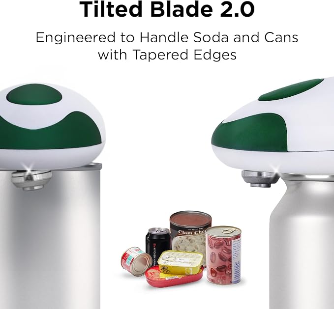 Kitchen Mama Auto 2.0 Electric Can Opener, Alpine Green | Refined Blade, Automatic Hands Free, Smooth Edge, Food-Safe, Battery Operated