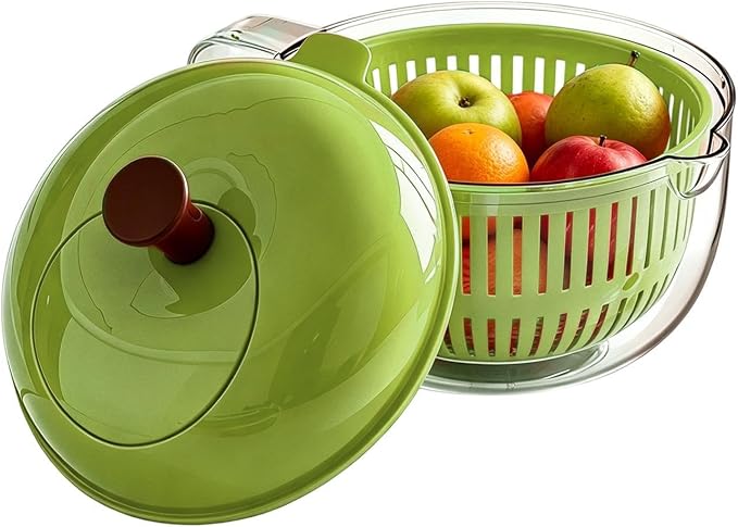 Salad Spinner, Salad Washer And Spinner, Fruit And Vegetable Washer & Dryer, Lettuce Spinners With Vegetable Washing Basket, Fruit Washing Bowl, Easy-Clean Kitchen Gadget For Greens