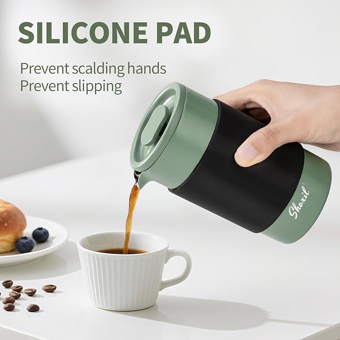 French Press – 350ml Stainless Steel Coffee Press, 2 Cup Cafetiere for Ground Coffee, Portable French Press