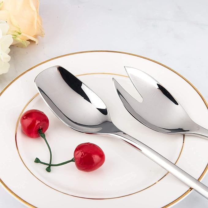 IMEEA 18/10 Stainless Steel Salad Servers Set 10-Inch Salad Spoon and Fork Serving Utensils Medium Size for Everyday Salad Serving