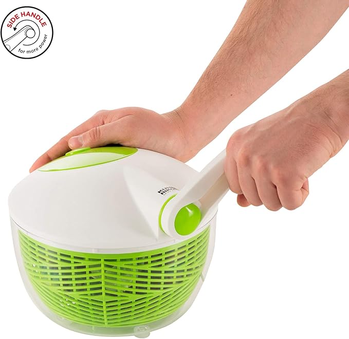 KUHN RIKON Salad Spinner with Side Handle and Instant-Stop Button, 21cm