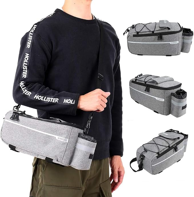Lixada Bike Panniers Bike Trunk Bag Insulated Bag for Warm/Cool Items, Bicycle Rear Rack Storage Luggage Bicycle Seat Multifunctional Insulated Trunk Cooler Bag Shoulder Bag 11.4 6.3 6.7in